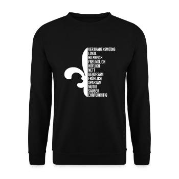 Pfadfinder Camping Zelten Lustiges Geschenk - Unisex Pullover - Schwarz - Vorne - Alina (178cm) & Michal (187cm)