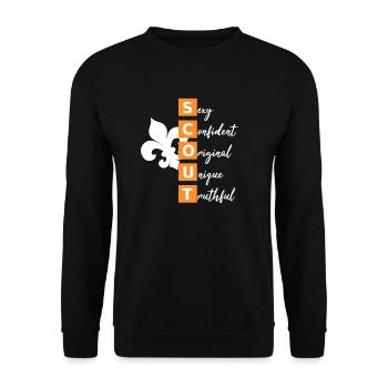 Pfadfinder Camping Zelten Selbstbewusst Geschenk - Unisex Pullover - Schwarz - Vorne - Alina (178cm) & Michal (187cm)