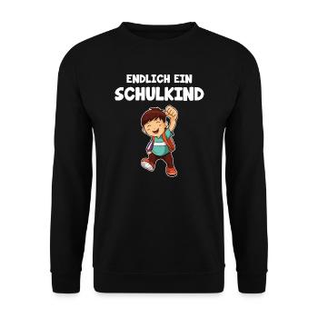 Schulanfang Schulbeginn Schulänfänger Geschenk - Unisex Pullover - Schwarz - Vorne - Alina (178cm) & Michal (187cm)