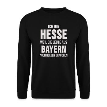 Hessen Frankfurt am Main Hessisch Dialekt Geschenk - Unisex Pullover - Schwarz - Vorne - Alina (178cm) & Michal (187cm)