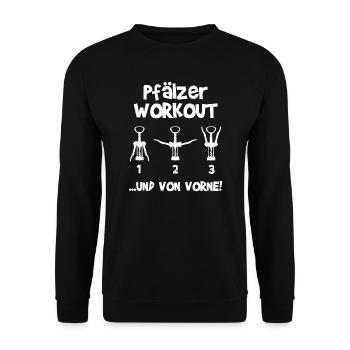 Weinfest Pfalz Schorle Korkenzieher Geschenk - Unisex Pullover - Schwarz - Vorne - Alina (178cm) & Michal (187cm)