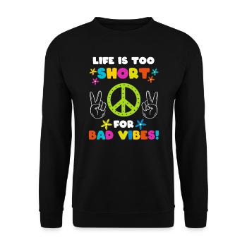 Hippie Festival Party Peacezeichen Funny Gift - Unisex Sweatshirt - black - Front - Alina (178cm) & Michal (187cm)