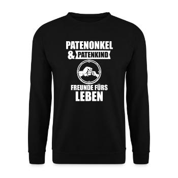 Patenkind Patenonkel Pate Geburt Cooles Geschenk - Unisex Pullover - Schwarz - Vorne - Alina (178cm) & Michal (187cm)