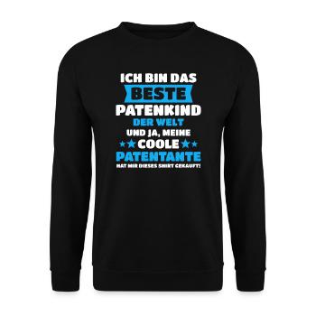 Patenkind Patentante Pate Geburt Geschenk - Unisex Pullover - Schwarz - Vorne - Alina (178cm) & Michal (187cm)