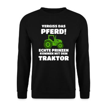 Trecker Trekker Traktor Junge Kind Prinz Geschenk - Unisex Pullover - Schwarz - Vorne - Alina (178cm) & Michal (187cm)
