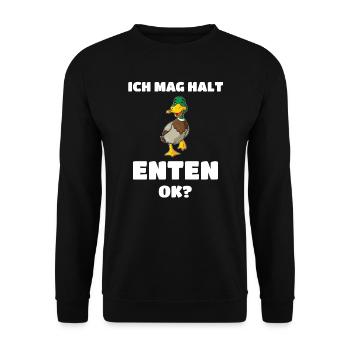 Ich Mag Halt Enten Ok? Ente Geschenk - Unisex Pullover - Schwarz - Vorne - Alina (178cm) & Michal (187cm)