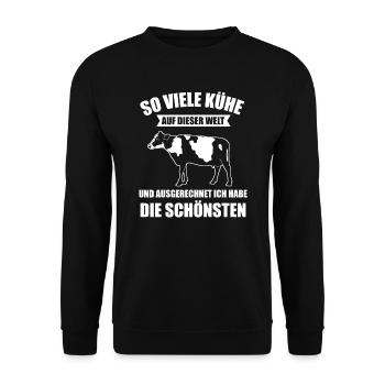 Viehwirt Rinder Viehzüchter Kühe Bauer Geschenk - Unisex Pullover - Schwarz - Vorne - Alina (178cm) & Michal (187cm)