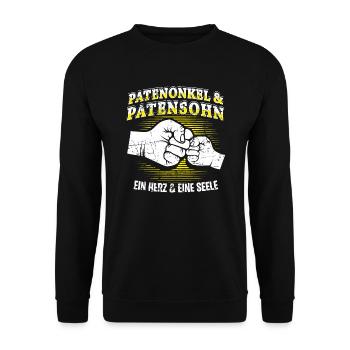 Patenonkel Patensohn Patenkind Taufpate Geschenk - Unisex Pullover - Schwarz - Vorne - Alina (178cm) & Michal (187cm)