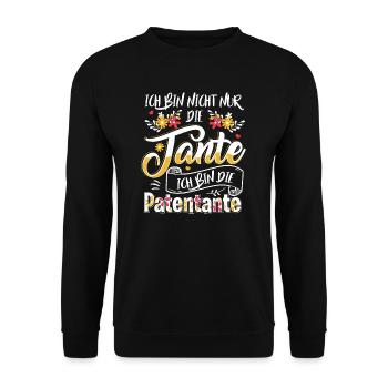 Patentante Tante Patenkind Taufpatin Baby Geschenk - Unisex Pullover - Schwarz - Vorne - Alina (178cm) & Michal (187cm)