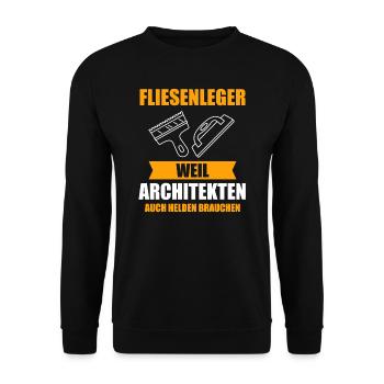 Fliesenleger Arbeit Kollege Fliesen Leger Geschenk - Unisex Pullover - Schwarz - Vorne - Alina (178cm) & Michal (187cm)