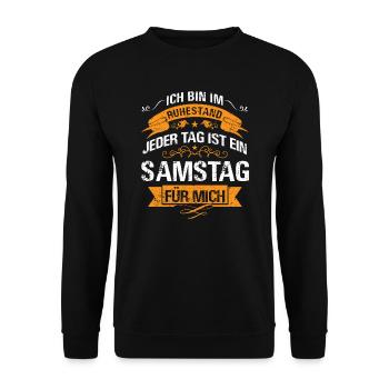 Rentner Rente Ruhestand Rentenalter Geschenk - Unisex Pullover - Schwarz - Vorne - Alina (178cm) & Michal (187cm)