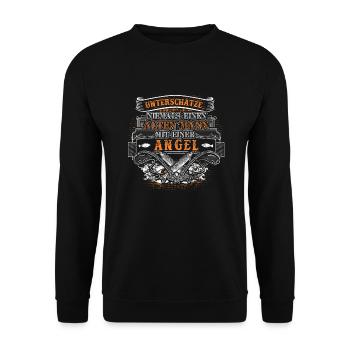 Angler Opa Angeln Norwegen Karpfen Zander Geschenk - Unisex Pullover - Schwarz - Vorne - Alina (178cm) & Michal (187cm)