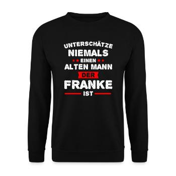 Franke Franken Fränkisch Dialekt Motiv Geschenk - Unisex Pullover - Schwarz - Vorne - Alina (178cm) & Michal (187cm)