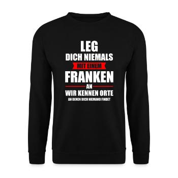 Franke Franken Fränkisch Dialekt Lustig Geschenk - Unisex Pullover - Schwarz - Vorne - Alina (178cm) & Michal (187cm)