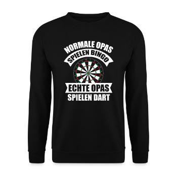 Dart Darts Darten Dartspieler Opa Darter Geschenk - Unisex Pullover - Schwarz - Vorne - Alina (178cm) & Michal (187cm)