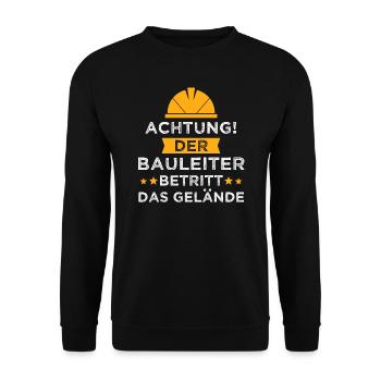 Bauleiter Baustelle Bauarbeiter Bauherr Geschenk - Unisex Pullover - Schwarz - Vorne - Alina (178cm) & Michal (187cm)