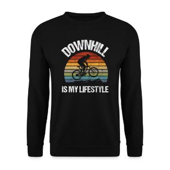 Downhill Mountain Bike Mountain Biker Gift - Unisex Sweatshirt - black - Front - Alina (178cm) & Michal (187cm)