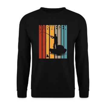 Norwegen Angeln Angel Tour 2020 Retro Geschenk - Unisex Pullover - Schwarz - Vorne - Alina (178cm) & Michal (187cm)
