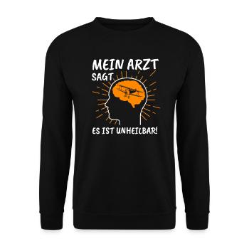 Modellflug Modellbau Modellbauer Motiv Geschenk - Unisex Pullover - Schwarz - Vorne - Alina (178cm) & Michal (187cm)