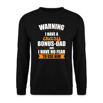 Bonus Papa Stepfather Bonus Papa Funny Gift - Unisex Sweatshirt - black - Front - Alina (178cm) & Michal (187cm)
