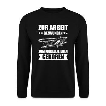 Modellflug Modellbau Modellbauer Flieger Geschenk - Unisex Pullover - Schwarz - Vorne - Alina (178cm) & Michal (187cm)