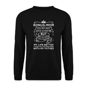 Bonus mom stepmother stepmom funny gift - Unisex Sweatshirt - black - Front - Alina (178cm) & Michal (187cm)