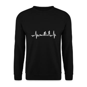 Triathlon Herzschlag Triathlet - Unisex Pullover - Schwarz - Vorne - Alina (178cm) & Michal (187cm)