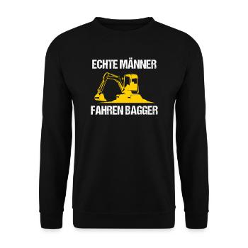 Bagger Baggerfahrer Baggern Geschenk - Unisex Pullover - Schwarz - Vorne - Alina (178cm) & Michal (187cm)