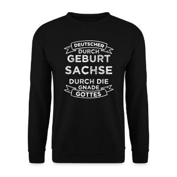 Sachsen Ossi DDR Ostalgie Geschenk - Unisex Pullover - Schwarz - Vorne - Alina (178cm) & Michal (187cm)