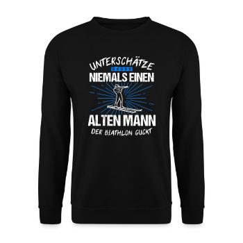 Biathlon Skifahren Ski Langläufer Geschenk - Unisex Pullover - Schwarz - Vorne - Alina (178cm) & Michal (187cm)