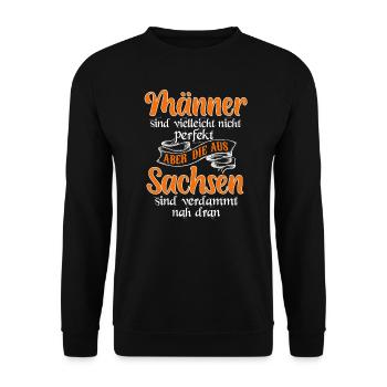 Sachsen Dresden Ostalgie Geschenk - Unisex Pullover - Schwarz - Vorne - Alina (178cm) & Michal (187cm)