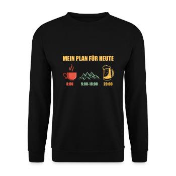 Mein Plan Heute Kaffee Berge Bier - Unisex Pullover - Schwarz - Vorne - Alina (178cm) & Michal (187cm)