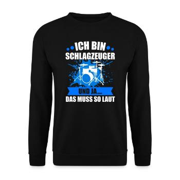 Schlagzeug Drummer Spruch Geschenk - Unisex Pullover - Schwarz - Vorne - Alina (178cm) & Michal (187cm)