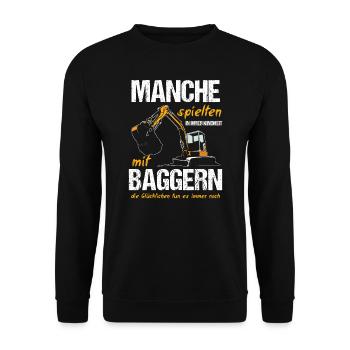 Bagger Baggerfahrer Strassenbau Geschenk - Unisex Pullover - Schwarz - Vorne - Alina (178cm) & Michal (187cm)