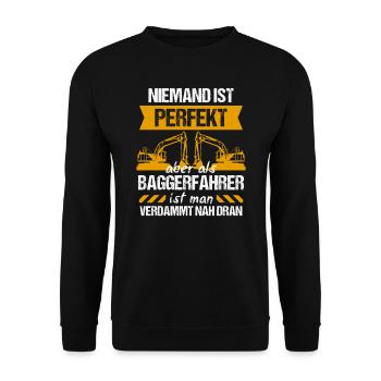Bagger Baggerfahrer Baggern Geschenk - Unisex Pullover - Schwarz - Vorne - Alina (178cm) & Michal (187cm)