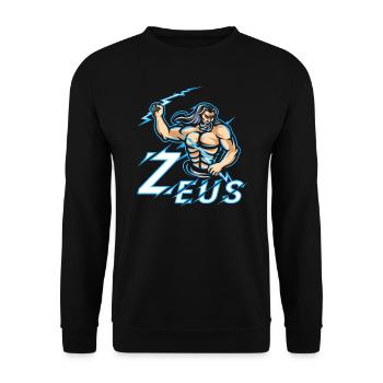 Zeus Griechische Mythologie Grafik - Unisex Pullover - Schwarz - Vorne - Alina (178cm) & Michal (187cm)