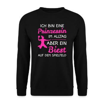 Handball Mädchen Handballerin Frauen Geschenk - Unisex Pullover - Schwarz - Vorne - Alina (178cm) & Michal (187cm)