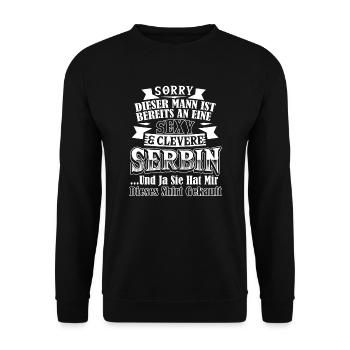 Serbien Balkan Jugoslawien Geschenk - Unisex Pullover - Schwarz - Vorne - Alina (178cm) & Michal (187cm)