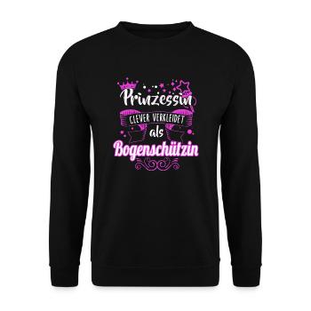 Bogenschießen Bogenschütze Spruch Geschenk - Unisex Pullover - Schwarz - Vorne - Alina (178cm) & Michal (187cm)