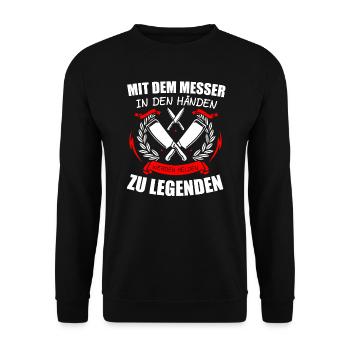 Fleischer Metzger Schlachter Geschenk - Unisex Pullover - Schwarz - Vorne - Alina (178cm) & Michal (187cm)