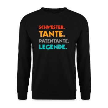 Patentante Lieblingstante Taufpatin Geschenk & Tau - Unisex Pullover - Schwarz - Vorne - Alina (178cm) & Michal (187cm)