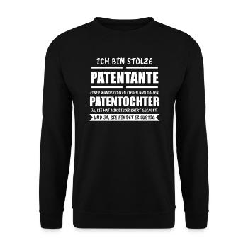 Patentante Lieblingstante Taufpatin Geschenk & Pat - Unisex Pullover - Schwarz - Vorne - Alina (178cm) & Michal (187cm)