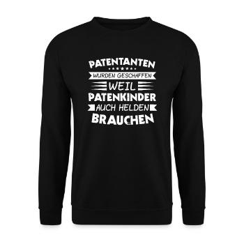 Patentante Lieblingstante Patenkind Geschenk & Pat - Unisex Pullover - Schwarz - Vorne - Alina (178cm) & Michal (187cm)