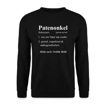 Patenonkel Taufpate Onkel Geschenk & Taufe - Unisex Pullover - Schwarz - Vorne - Alina (178cm) & Michal (187cm)