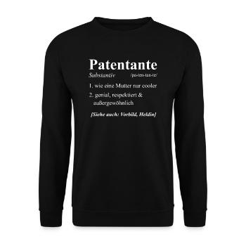 Patentante Patenkind Lieblingstante Geschenk & Pat - Unisex Pullover - Schwarz - Vorne - Alina (178cm) & Michal (187cm)