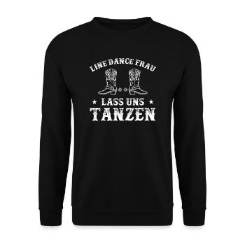 Linedance Line Dance Country Geschenk & Linedancin - Unisex Pullover - Schwarz - Vorne - Alina (178cm) & Michal (187cm)