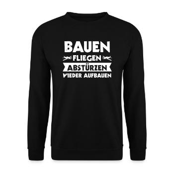 Modellflug Modellflieger Modellbau Geschenk - Unisex Pullover - Schwarz - Vorne - Alina (178cm) & Michal (187cm)