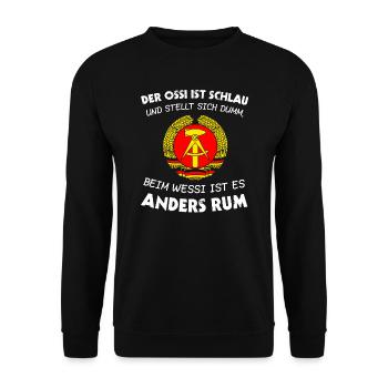 Ossi DDR Ostalgie Dresden Geschenk & Osten - Unisex Pullover - Schwarz - Vorne - Alina (178cm) & Michal (187cm)
