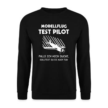 Modellflug Modellbauer Modellbau Geschenk & Flugze - Unisex Pullover - Schwarz - Vorne - Alina (178cm) & Michal (187cm)