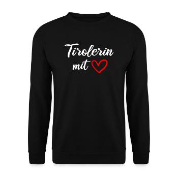 Tirol Tiroler Mädchen Geschenk & Madl - Unisex Pullover - Schwarz - Vorne - Alina (178cm) & Michal (187cm)